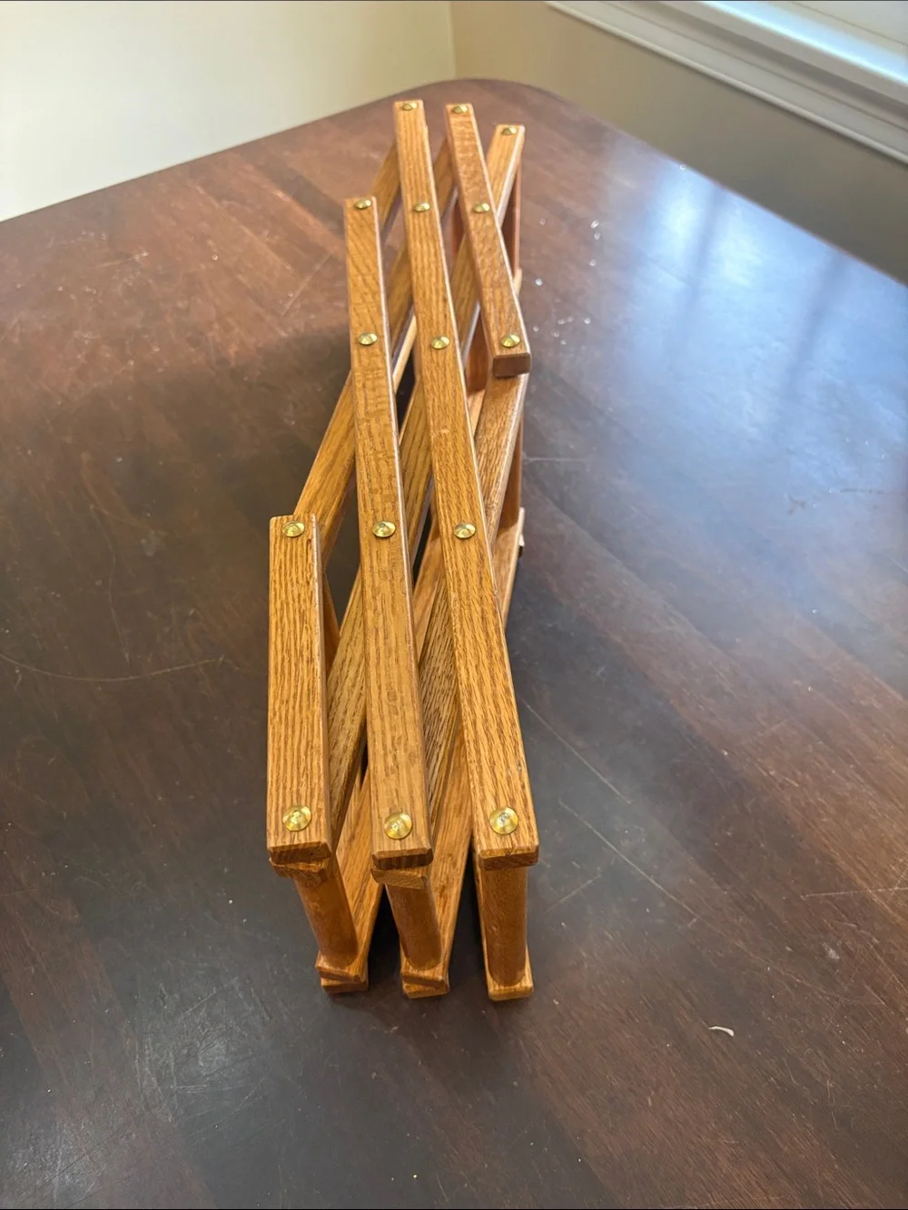 Wooden Folding Rack with Brass Accents - Light Oak